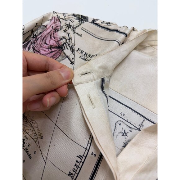 Rosetta Getty Astrology Zodiac Signs Map Print Silk Shirt Blouse Beige 2022 6 - Picture 5 of 16